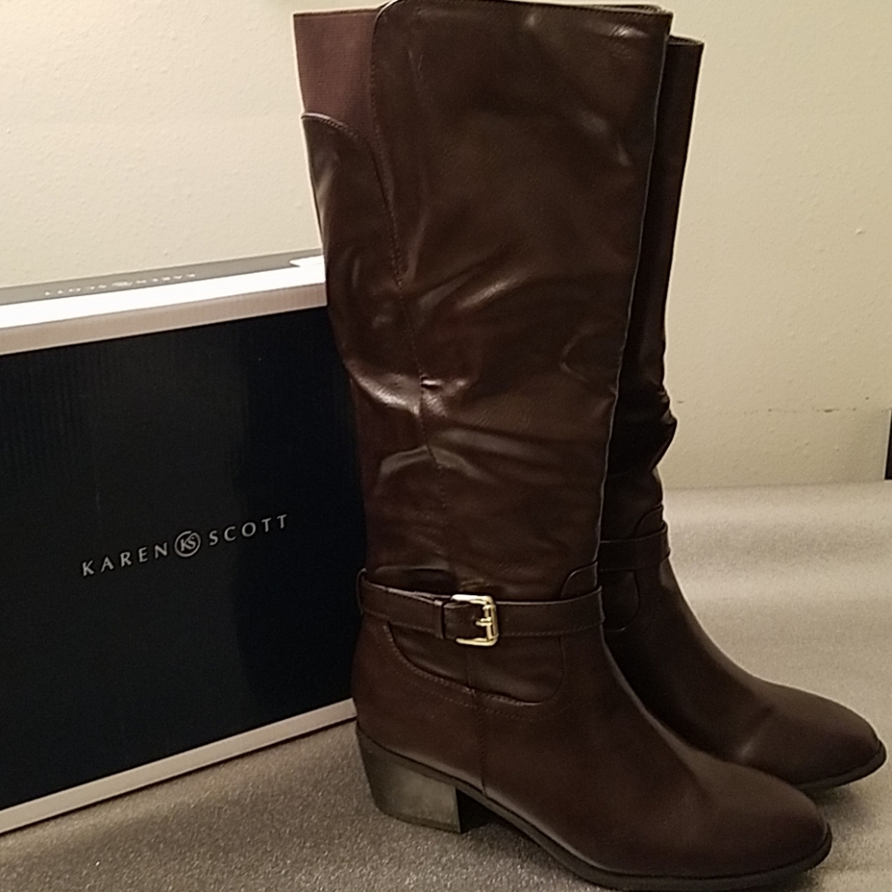 Karen Scott Brown Tall Boots Size 8